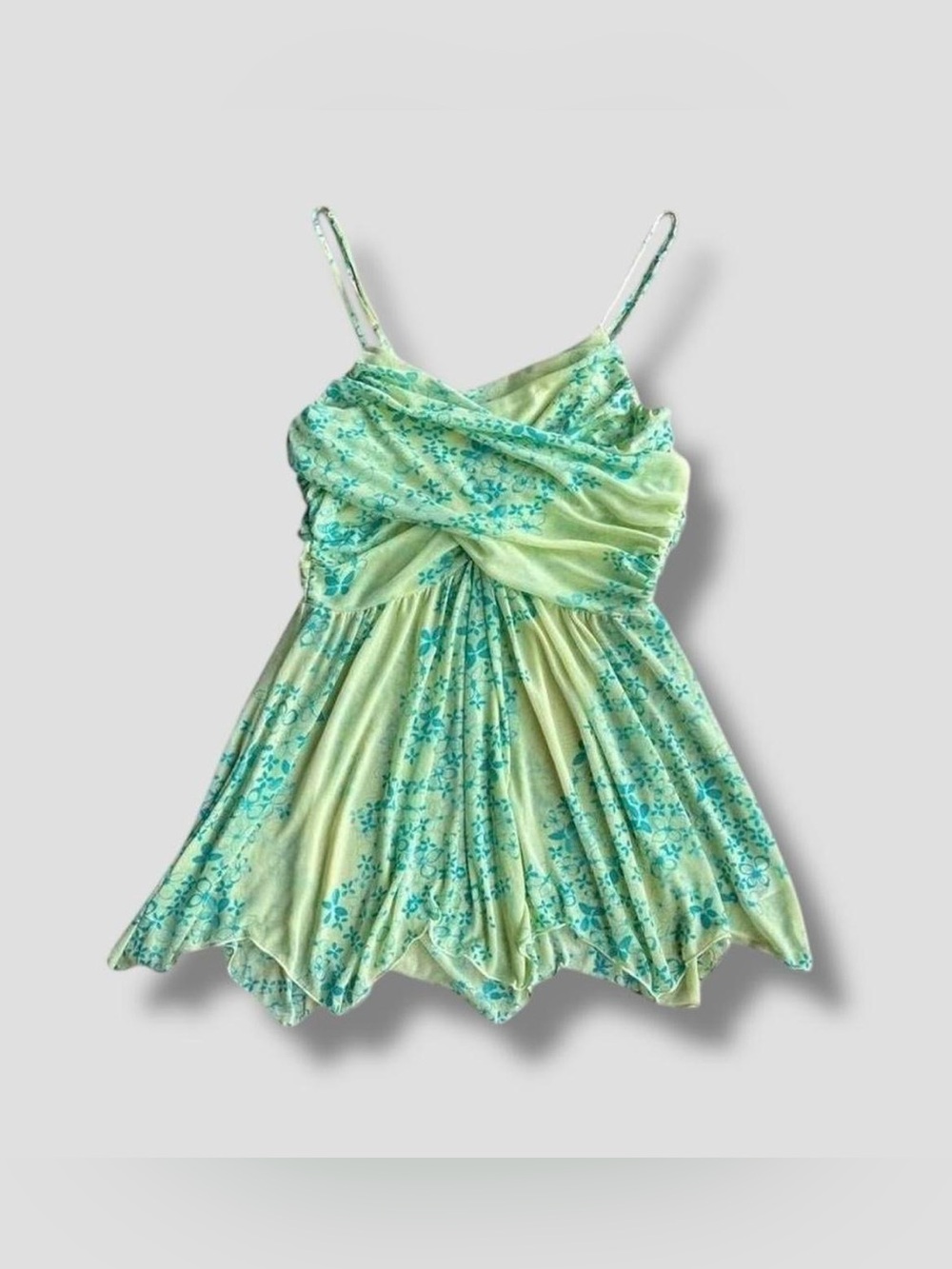 Guess 2000s Y2K Mesh Floral Asymmetrical Babydoll Tank Top M Vintage Fairycore